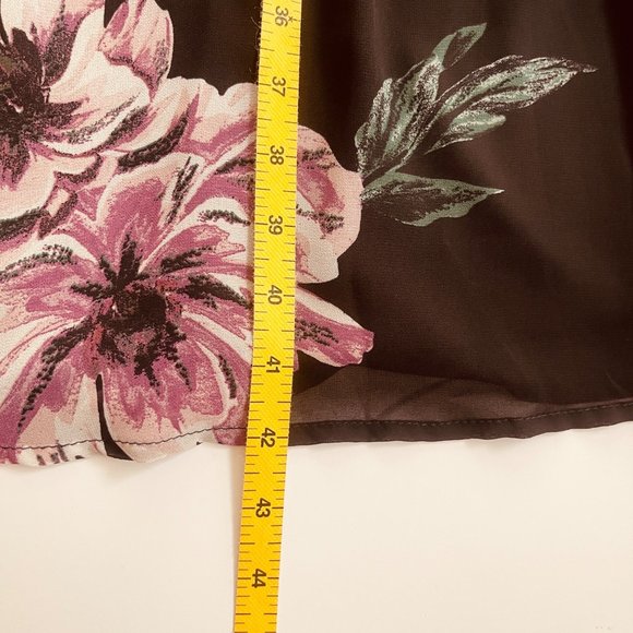 Tobi Feelin Floral Side Slit Midi Dress sz SP Black Square Neck Short Sleeve Tie - Picture 9 of 9